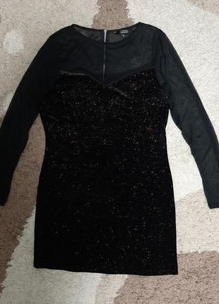 Трендові вечірній оксамитове плаття з сіточкою2 фото