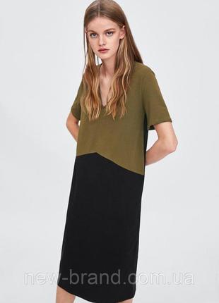 Zara стильне плаття міді кольору хакі