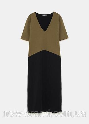 Zara стильне плаття міді кольору хакі3 фото