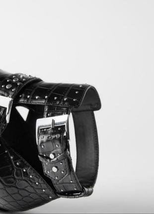 Zara круті чорні ботильйони на високому каблуці4 фото