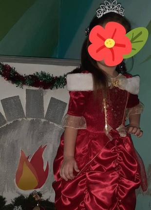 Новорічне карновальное червоне плаття принцеса бель від disney