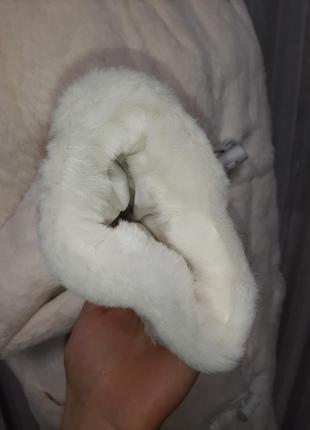 Біла шуба з натурального хутра кролика італія5 фото