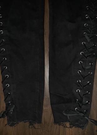 Круті чорні джинси зі шнурівкою і висока талія мatalan5 фото