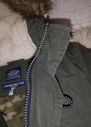 Тепла куртка еврозима joules кольору хакі7 фото