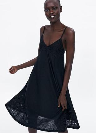 Zara чорне контрастне сукня відкрита спинка