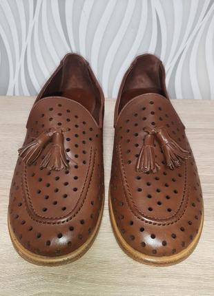 Shasel оригінальні шкіряні туфлі лофери з пензликами2 фото