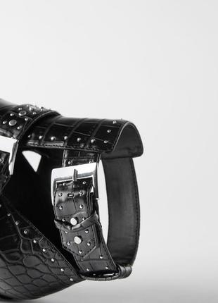 Zara чорні ботильйони на високому підборі під крокодила4 фото