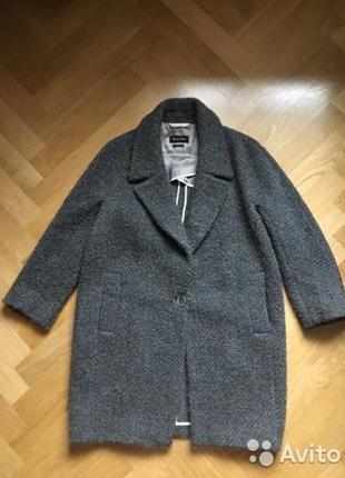 Massimo dutti сіре пальто з пряжею букле5 фото
