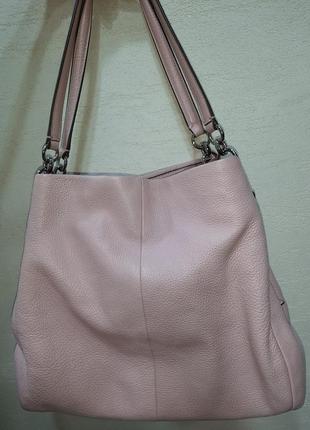 Coach рожева пудра шкіряна сумка2 фото
