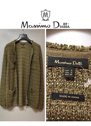 Massimo dutti блейзер в'язаний подовжений кардиган хакі в стилі channel celine gortz