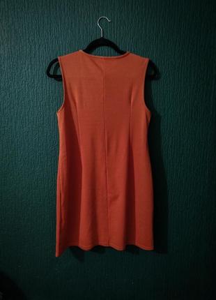 Морковное платье с черной вставкой e-vie стиль 60х под винтаж2 фото