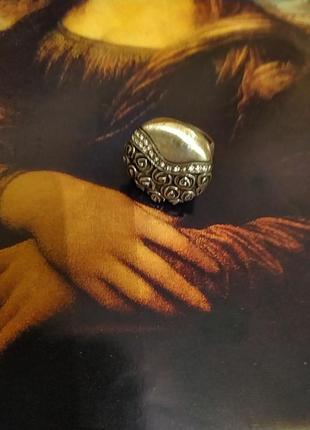Винтажное кольцо, массивное, металл, чернение, цирконий
