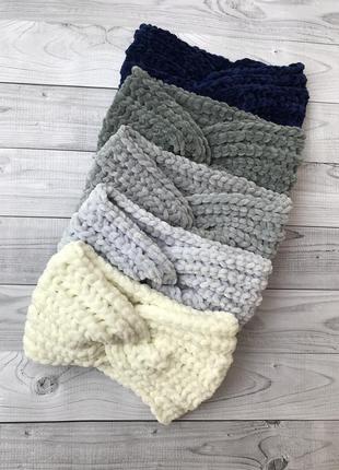 Плюшева пов'язка обідок чалма велюрова ніжна повязочка на голову