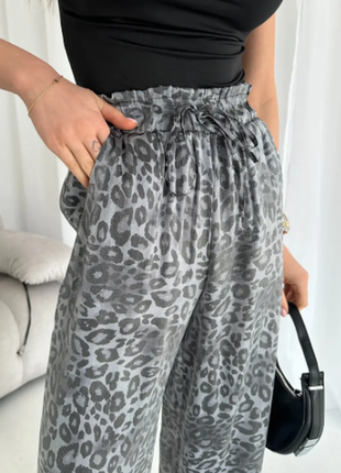Женские трендовые лёгкие леопардовые брюки штаны палаццо 212ко4 фото