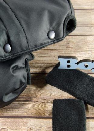 Муфта рукавички роздільні, на коляску / санки, з кишенею, універсальна, для рук, чорний фліс (колір чорний)2 фото