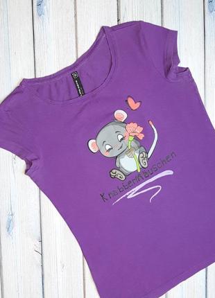 💥1+1=3 красива жіноча фіолетова футболка з мишкою, розмір 46 - 482 фото