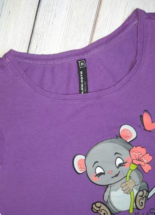 💥1+1=3 красива жіноча фіолетова футболка з мишкою, розмір 46 - 484 фото