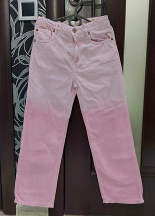 Крутые свободные джинсы от zara розовое омбре 8-10 лет5 фото
