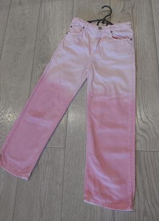Крутые свободные джинсы от zara розовое омбре 8-10 лет