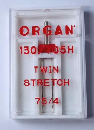 Игла двойная стрейч organ twin stretch № 75/4