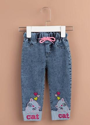 Джинси з милими котиками на 1-4 роки