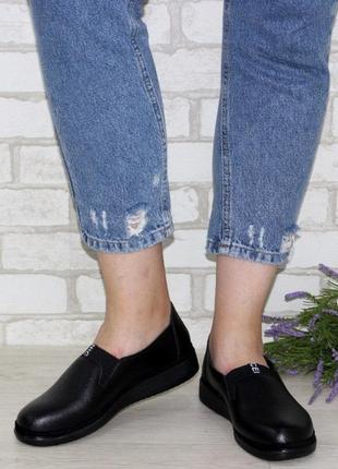 Жіночі туфлі на резинці великі розміри чорний2 фото