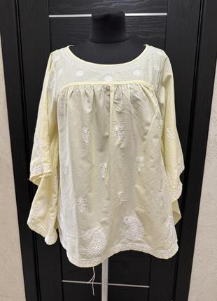 Легкая летняя блуза с вышивкой оверсайз, батал, кофточка1 фото