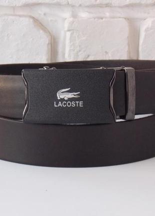 Кожаный мужской коричневый ремень lacoste3 фото