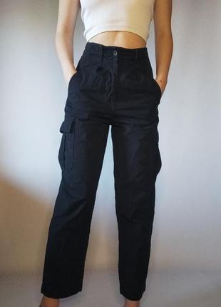 Трендовые карго штаны широкие брюки палацо палаццо высокая талия с карманами2 фото