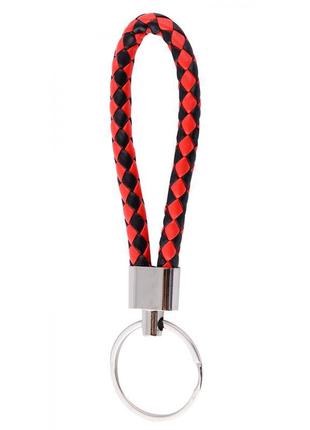 Брелок для ключів leather braided with carabiner red
