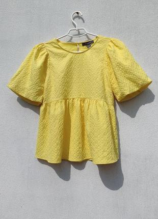 Жёлтая объёмная фактурная блуза primark