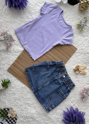 Комплект фуболка и джинсовая юбка1 фото