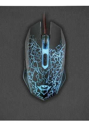 Мишка + коврик trust gxt 783 izza gaming mouse & mouse pad black