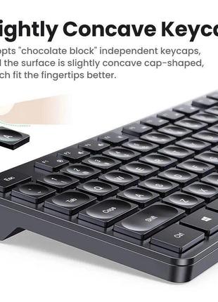 Беспроводная клавиатура wireless keyboard 2.4g цифровой блок 104 кнопки ru+en ugreen ku004 152193 фото