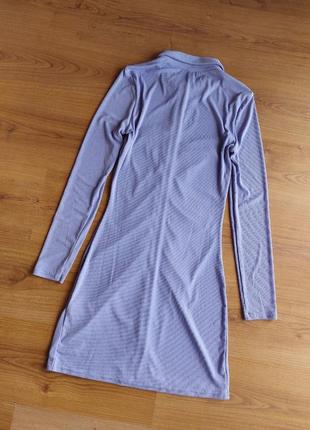 Бузкова сукня-сорочка в рубчик по фігурі h&m, лавандове плаття, р. s3 фото