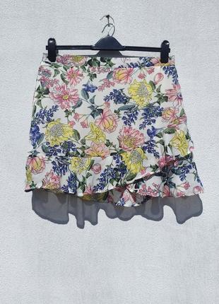Летняя яркая цветочная юбка с рюшами primark2 фото
