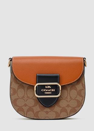 Сумка coach morgan saddle bag in colorblock signature canvas