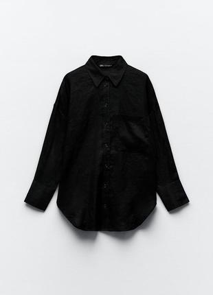 Zara черная льняная рубашка зара2 фото