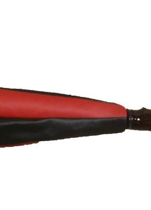 Чехол кулисы  ваз 2101-07 с деревянной ручкой,  черно-красный (кожзам.)