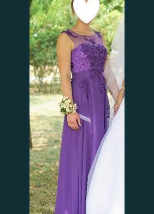 Фиолетовое вечернее платье, платье на выпускной, платье свидетельницы2 фото