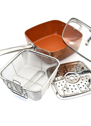 Універсальна сковорода 5в1 copper cook deep square pan