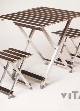 Стіл, 4 стільці та парасолька в комплекті (стіл d85*70 см, стілец5 фото