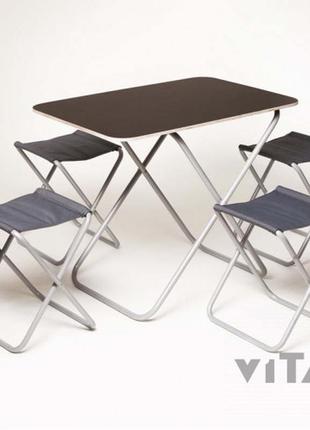 Стіл, 4 стільці та парасолька в комплекті (стіл d85*70 см, стілец6 фото