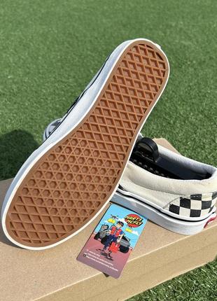 Женские летние кеды vans classic slip-on black white checkerboard3 фото