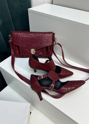 Жіночі дизайнерські туфлі із натуральної шкіри ліліан + сумка клатч