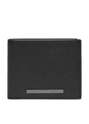 Гаманець calvin klein modern bar bifold black saffiano чорний чоловічий