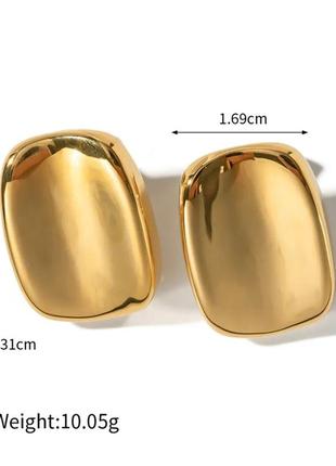 Золотистый металл клипсы серьги сережки (без прокола) прямоугольные
