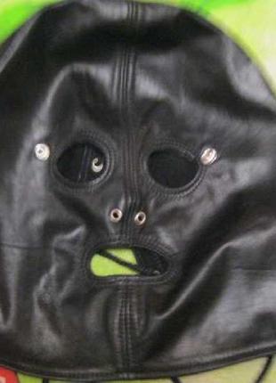 Шлем маска шапка новая натуральная кожа для ролевых игр п-во австрия черная bdsm садо-мазо бдсм