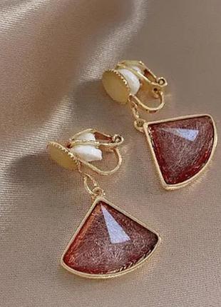 Клипсы серьги сережки (без прокола) розовый перламутр