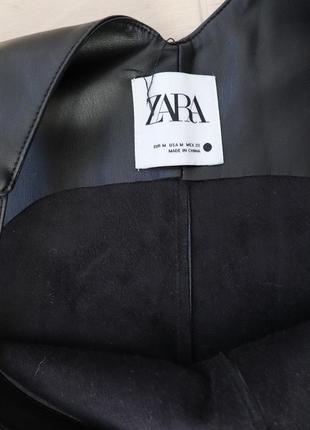 Zara чорний комбінезон зі штучної шкіри з кишенями4 фото